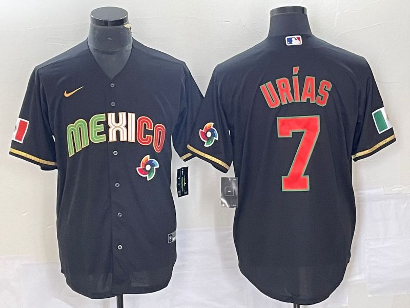 Men 2023 World Cub Mexico 7 Urias Black Nike MLB Jersey style 91847